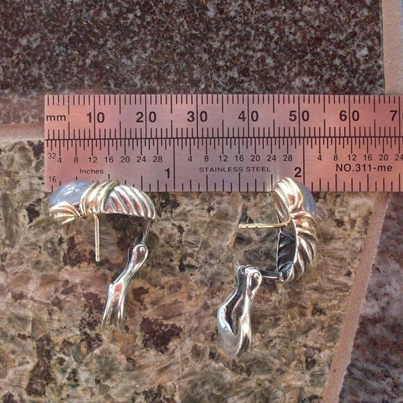 Retired David Yurman Capri Chalcedony Earrings - 14K/925 - Omega Backs - Picture 7 of 8